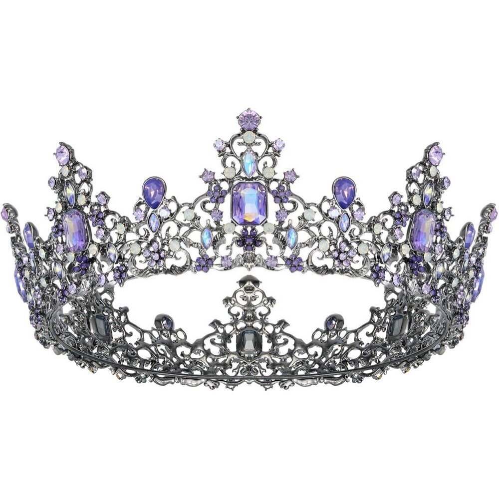 Queen Crown Baroque Wedding Tiaras Jeweled Prom Halloween Hair Accessory
